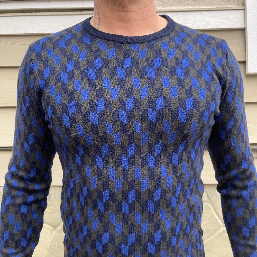 Lacoste Geometric Crewneck Wool Sweater